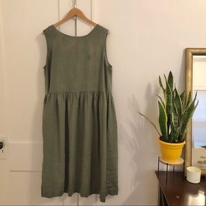 Olive Green Linen Dress
